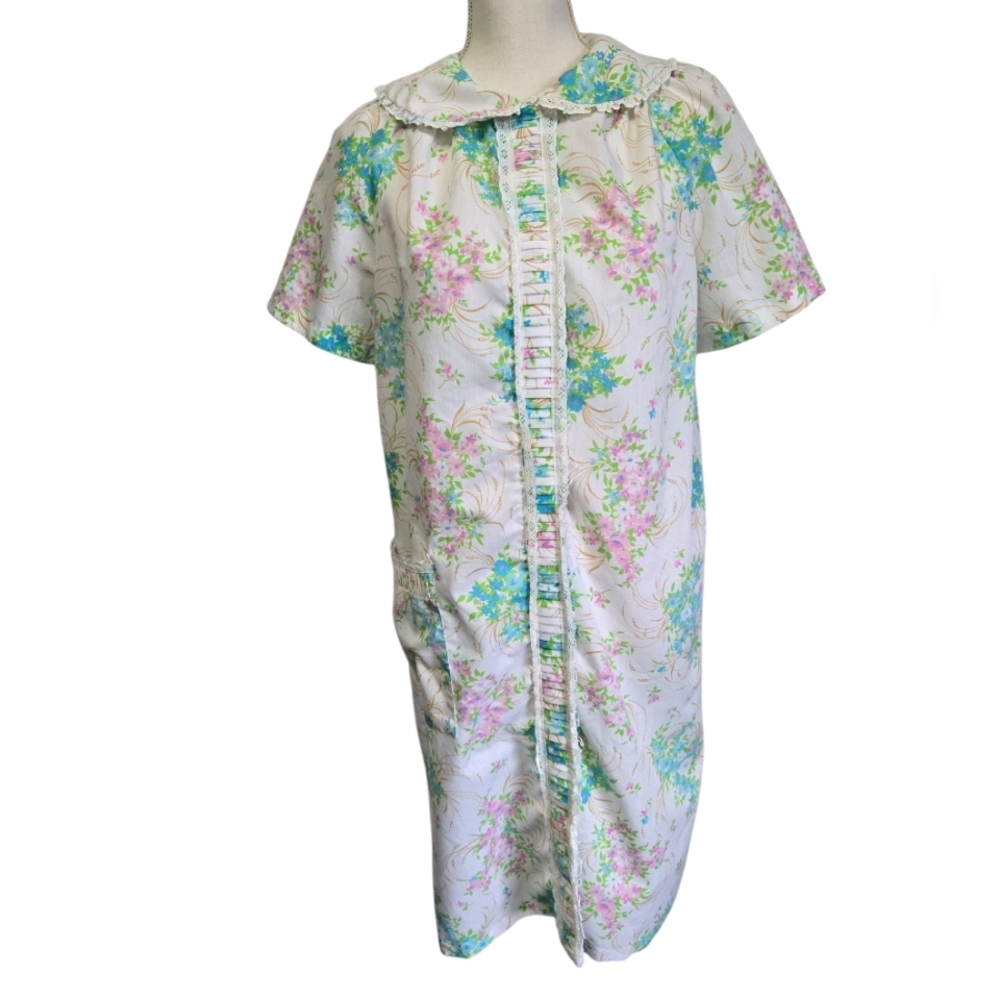 Vintage Leisure Life Floral Mumu Kaftan Maxi Dress